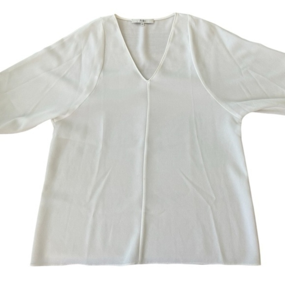 Tibi Savanna White V-neck long Sleeve Blouse Top‎ Size XS - Picture 8 of 10